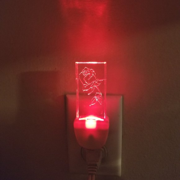 Rose etched plastic night light wall outlet plug-in - Picture 1 of 3